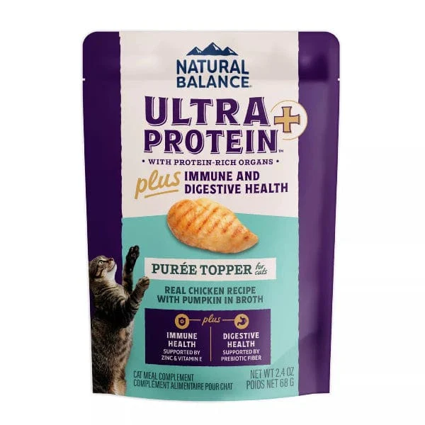 Natural Balance Ultra Protein+ Immune and Digestive Health Real Chicken with Pumpkin Puree Topper for Cats