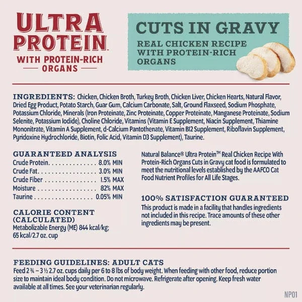Natural Balance Ultra Protein Real Chicken Recipe With Protein-Rich Organs Cuts in Gravy Cat Food - Image 5