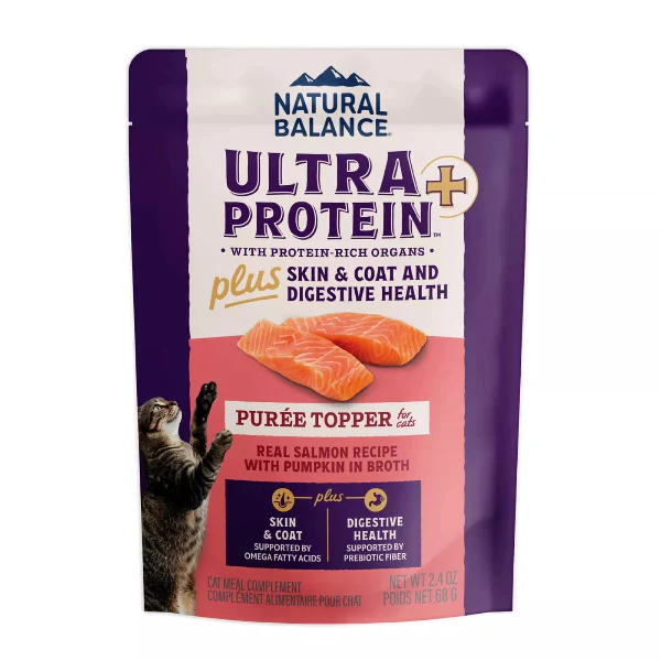 Natural Balance Ultra Protein+ Skin & Coat and Digestive Health Real Salmon with Pumpkin Puree Topper for Cats