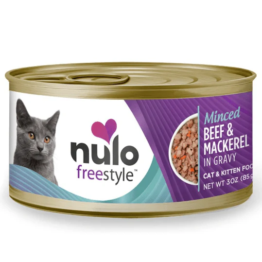 Nulo Minced Beef & Mackerel in Gravy Recipe Canned Cat Food, 3oz