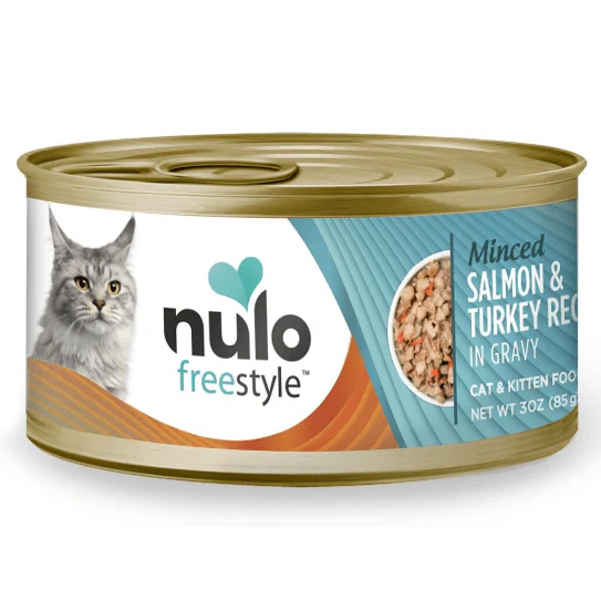 Nulo Minced Salmon & Turkey in Gravy Recipe Canned Cat Food, 3oz