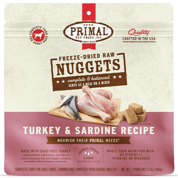 Primal Freeze Dried Turkey & Sardine Nuggets for Dogs (SPECIAL ORDER ITEM)