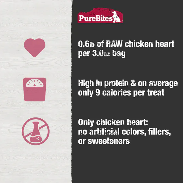 PureBites Freeze Dried Chicken Heart Dog Treats, 85g - Image 4