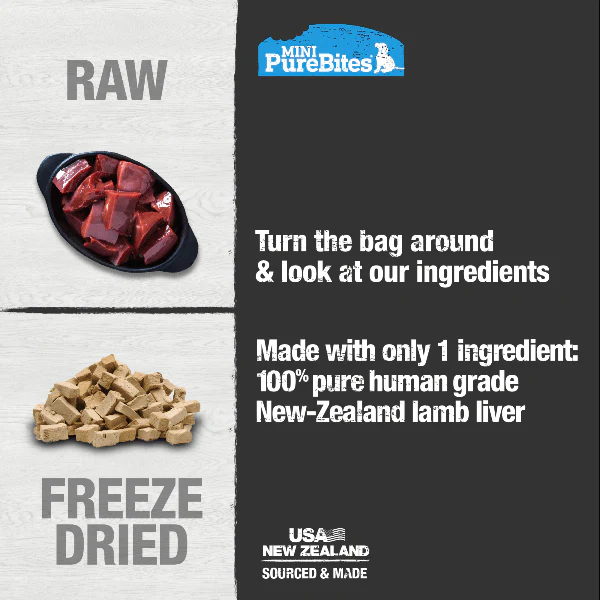 PureBites Freeze Dried Mini Training Lamb Liver Dog Treats, 68g - Image 2