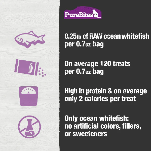 PureBites Freeze Dried Ocean Whitefish Cat Treat, 20g - Image 4