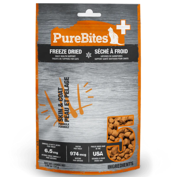 PureBites+ Skin & Coat Freeze Dried Cat Treats, 31g