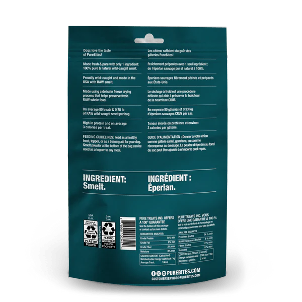PureBites Wild Freeze Dried Smelt Dog Treats, 60g - Image 2