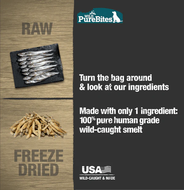 PureBites Wild Freeze Dried Smelt Dog Treats, 60g - Image 3