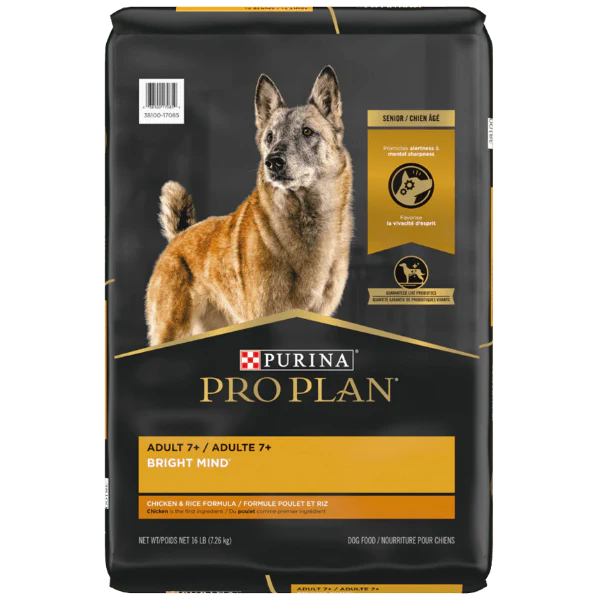 Purina Pro Plan Adult 7+ Bright Mind Chicken & Rice Dry Dog Food, 16lb