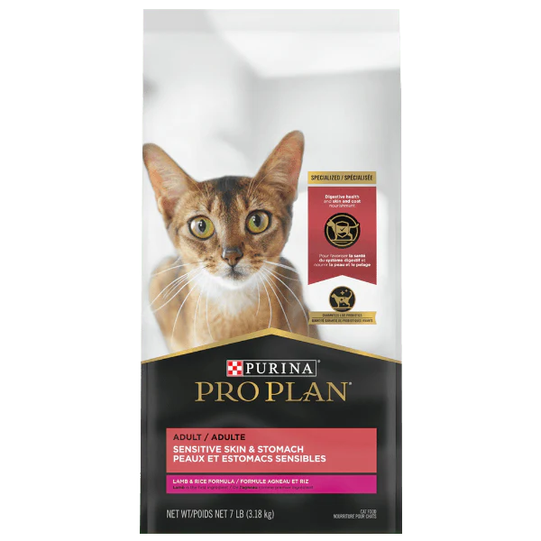 Purina Pro Plan Adult Sensitive Skin & Stomach Lamb & Rice Dry Cat Food, 7lb