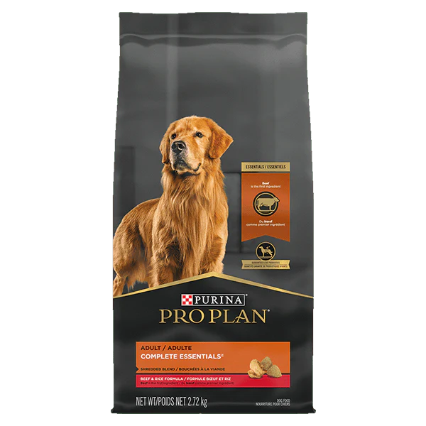 Purina Pro Plan Adult Complete Essentials Shredded Blend Beef & Rice Recipe Dry Dog Food
