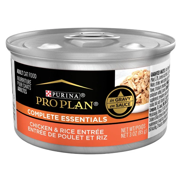 Purina Pro Plan Complete Essentials Chicken & Rice Entrée in Gravy Canned Cat Food, 85g
