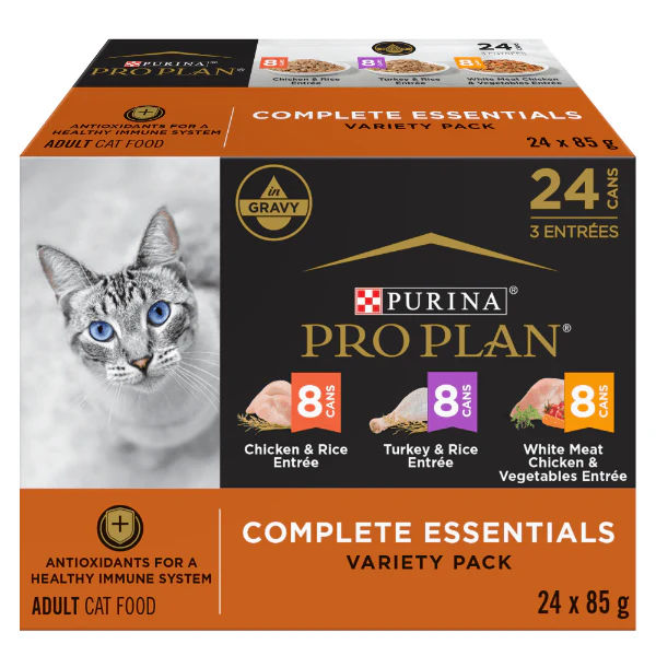 Purina Pro Plan Complete Essentials Chicken & Turkey Favourites Canned Cat Food Variety Pack 24 - Image 2