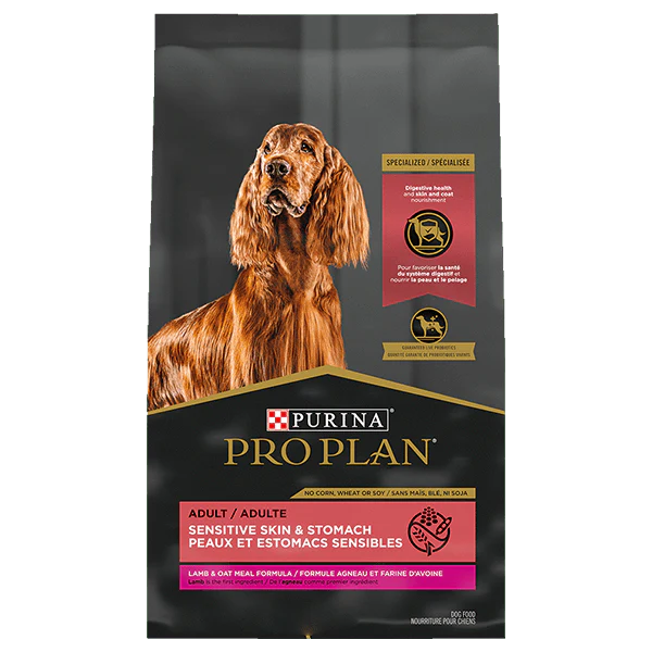 Purina Pro Plan Adult Sensitive Skin & Stomach Lamb & Oat Meal Dry Dog Food, 24lb