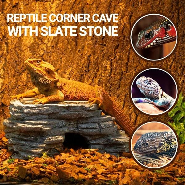 Reptizoo Corner Hide Cave with Slate Stone - Image 6
