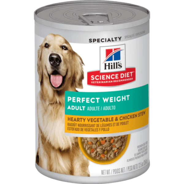 Science Diet Perfect Weight Hearty Vegetable & Chicken Stew Adult Canned Dog Food, 12.5oz