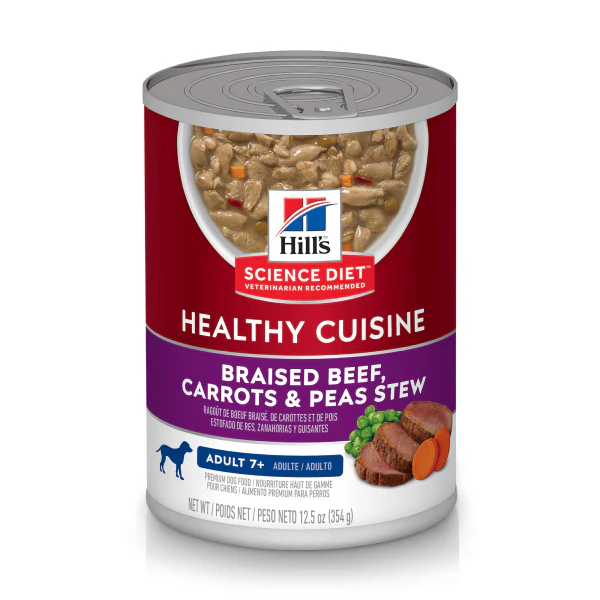 Science Diet Healthy Cuisine Braised Beef, Carrots & Peas Stew Adult 7+ Canned Dog Food, 12.5oz