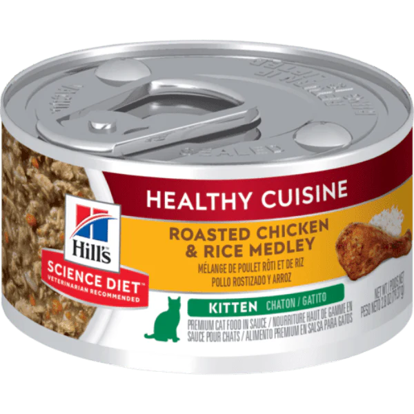 Science Diet Healthy Cuisine Roasted Chicken & Rice Medley Canned Kitten Food, 2.8oz