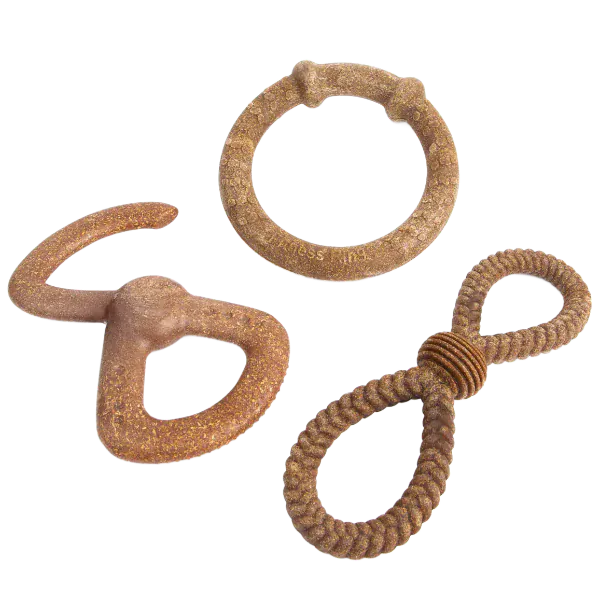 Silver Paw Bambooz Recycled Bamboo Fiber Dog Toys 3-Pack; Large