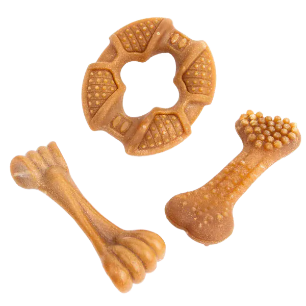 Silver Paw Bambooz Recycled Bamboo Fiber Dog Toys 3-Pack; Small