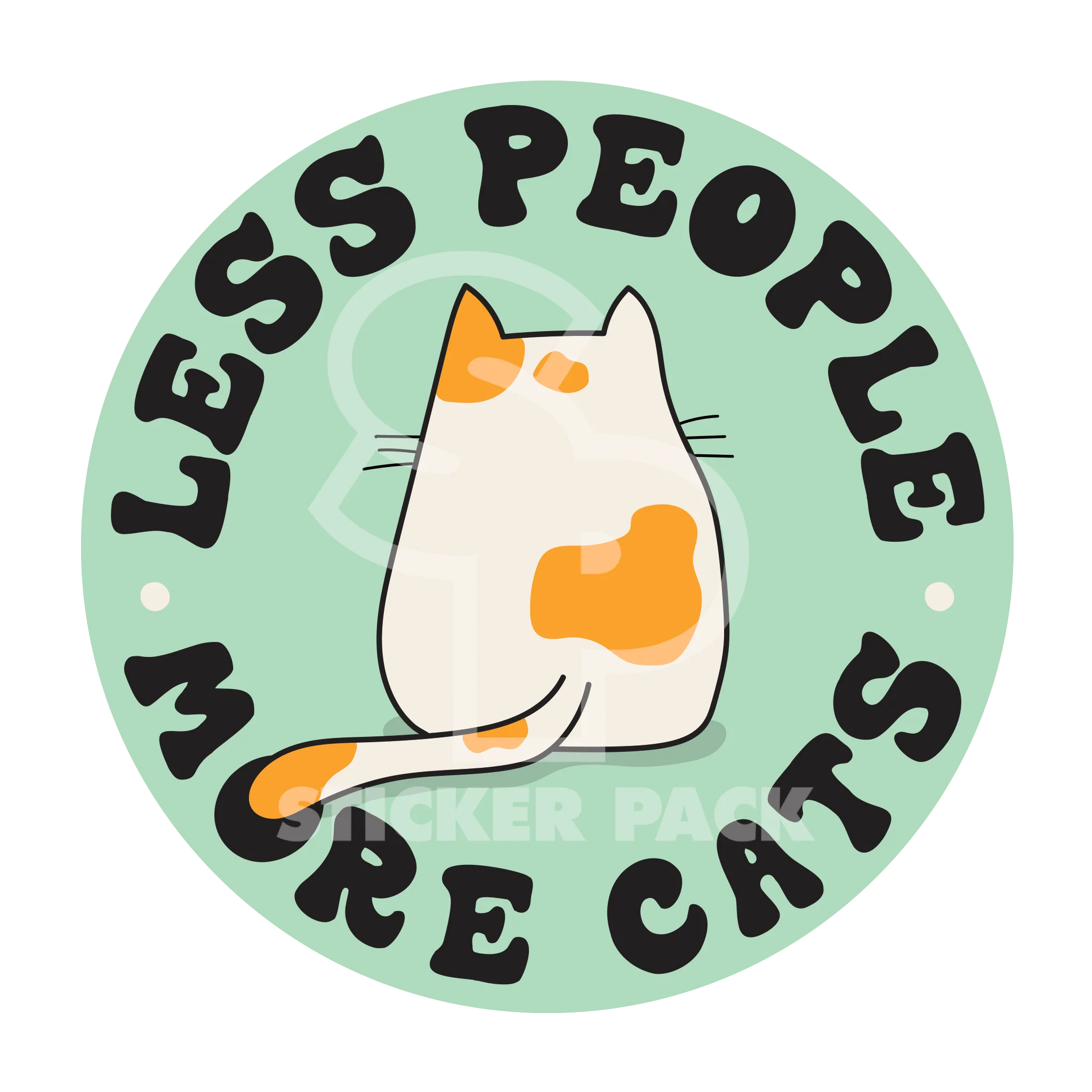 Sticker Pack Cat Sayings - Less People More Cats; Large Sticker