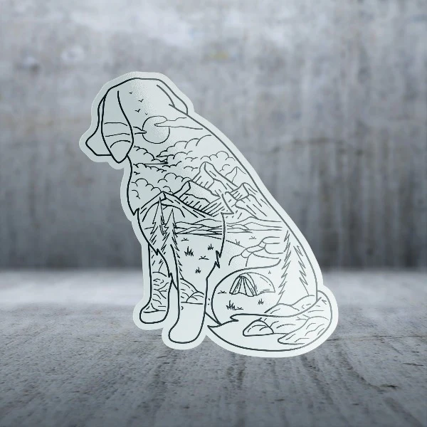 Sticker Pack Dog Mountain Line Scene; Large Sticker - Image 2
