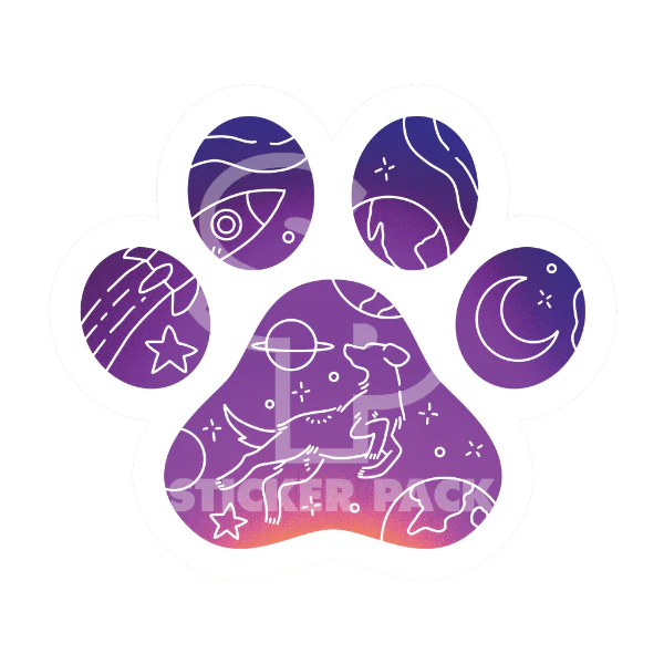 Sticker Pack Dog Paw - Space Pup; Large Sticker