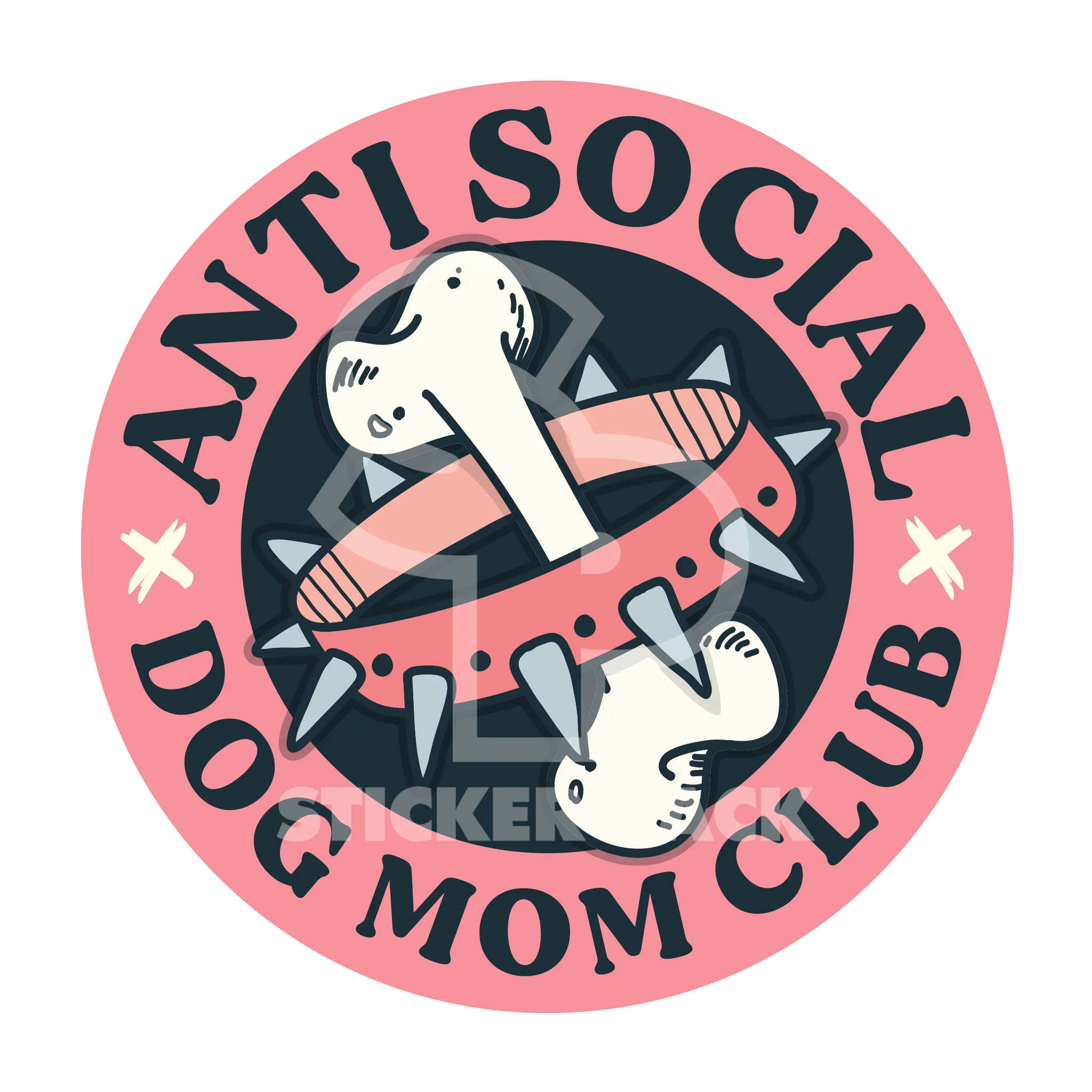 Sticker Pack Dog Sayings - Anti Social Dog Mom Club; Small Sticker