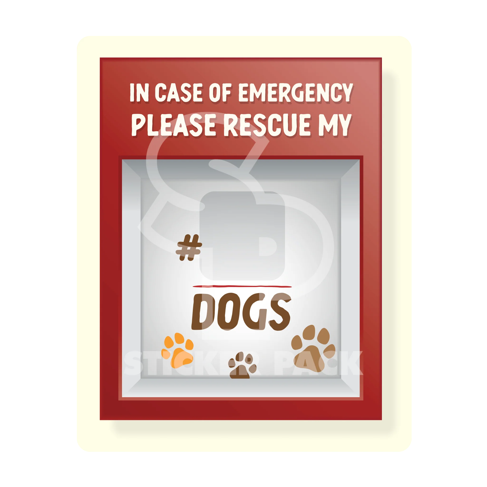 Sticker Pack Emergency Dog Rescue Sign; Large Sticker