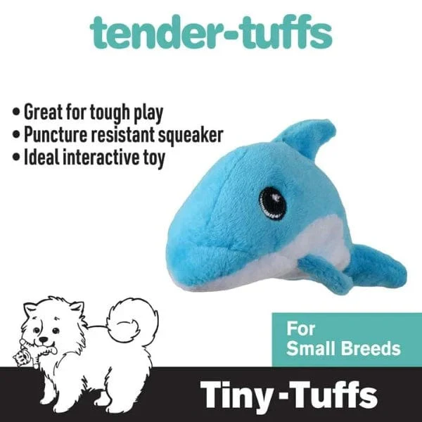 tender-tuffs Tiny Dolphin Plush Dog Toy - Image 2