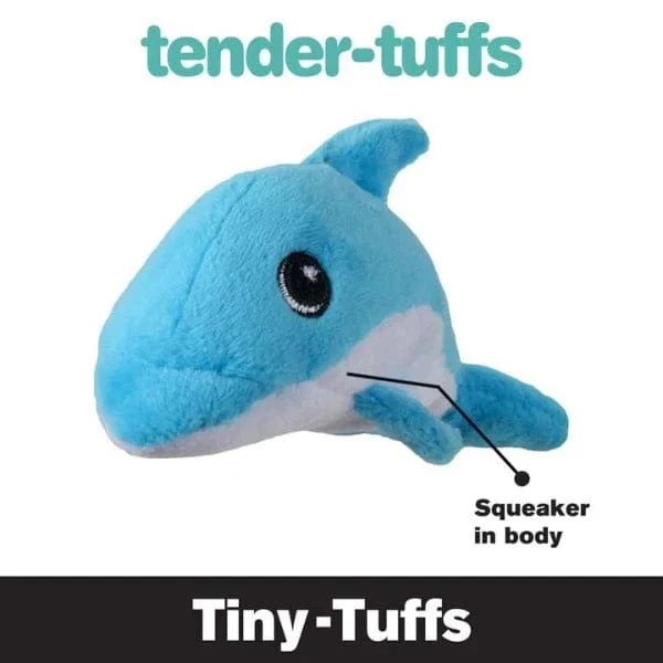 tender-tuffs Tiny Dolphin Plush Dog Toy - Image 3