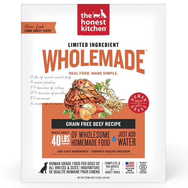 The Honest Kitchen WholeMade | Limited Ingredient Beef Recipe Dehydrated Dog Food, 10lb (SPECIAL ORDER ITEM)
