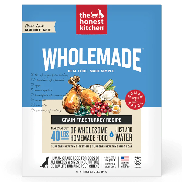 The Honest Kitchen WholeMade | Grain Free Turkey Recipe Dehydrated Dog Food, 10lb