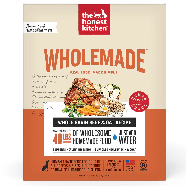 The Honest Kitchen WholeMade | Whole Grain Beef Recipe Dehydrated Dog Food