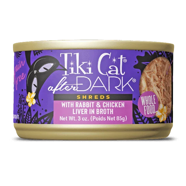 Tiki Cat After Dark | Shreds Rabbit & Chicken Liver Recipe Canned Cat Food, 3oz