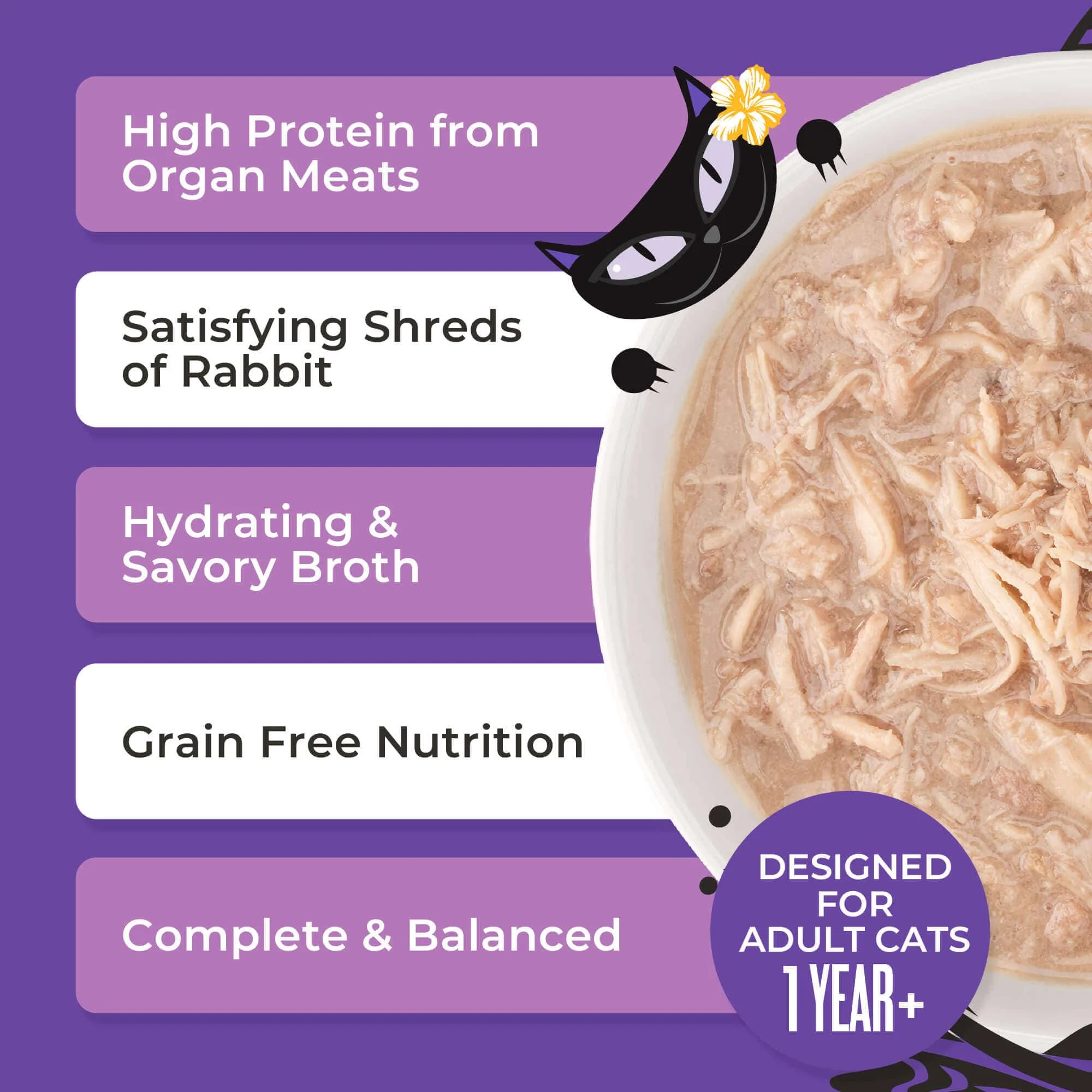 Tiki Cat After Dark | Shreds Rabbit & Chicken Liver Recipe Canned Cat Food, 3oz - Image 2