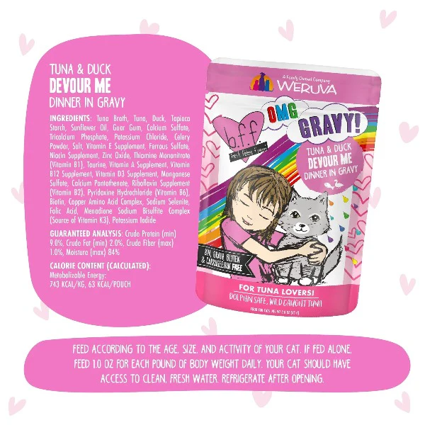 B.F.F. Devour Me Tuna & Duck Dinner in Gravy Pouch Cat Food - Image 4