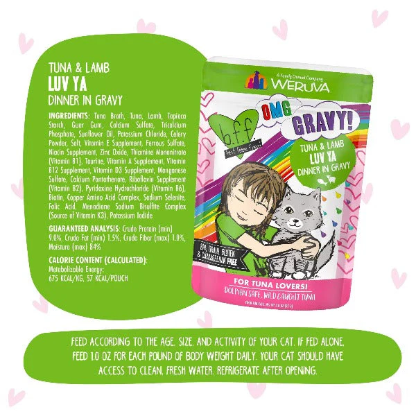 B.F.F. Luv Ya Tuna & Lamb Dinner in Gravy Pouch Cat Food - Image 4