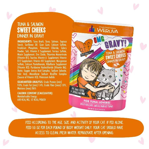 B.F.F. Sweet Cheeks Tuna & Salmon Dinner in Gravy Pouch Cat Food - Image 5