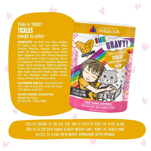 B.F.F. Tickles Tuna & Turkey Dinner in Gravy Pouch Cat Food - Image 4